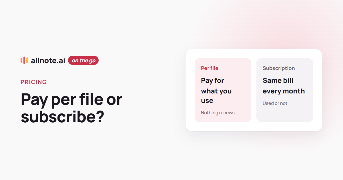 Pay per file compared with a monthly subscription