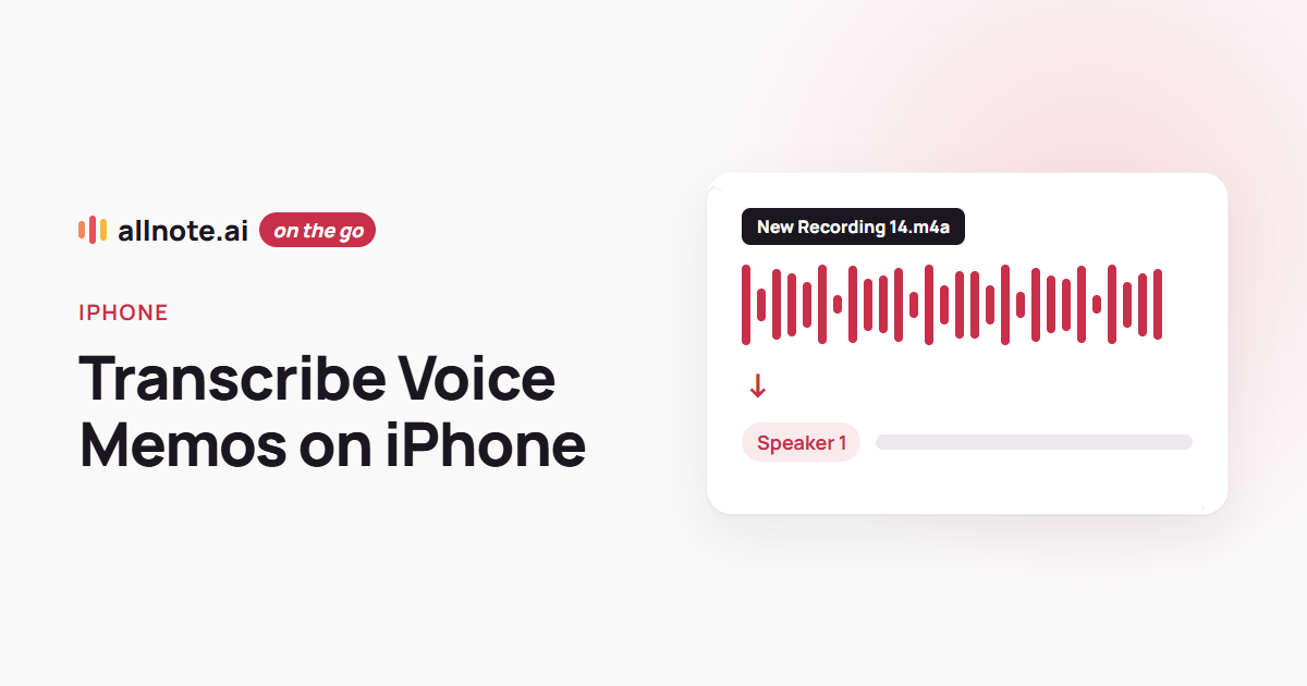 An iPhone voice memo waveform turned into a transcript with speaker names