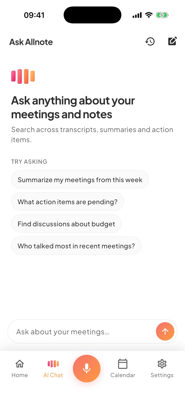 Ask Allnote on iPhone